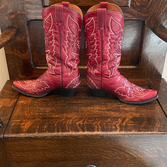 Dan Post Red Cowboy Boots (Sidewinder Style 3455) size 8.5 B - Picture 5 of 12